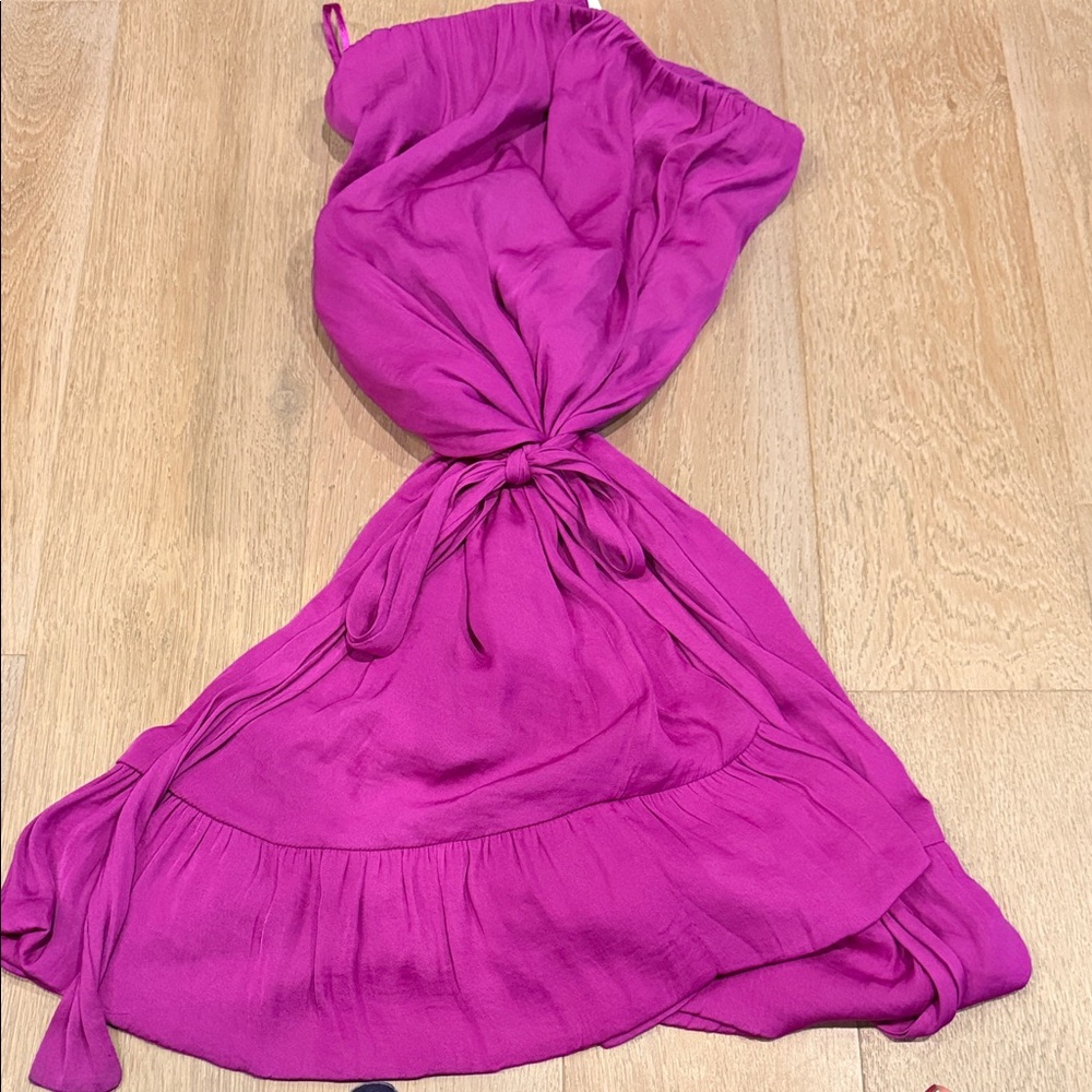 Naked Zebra Strapless Dress in Vibrant Pink